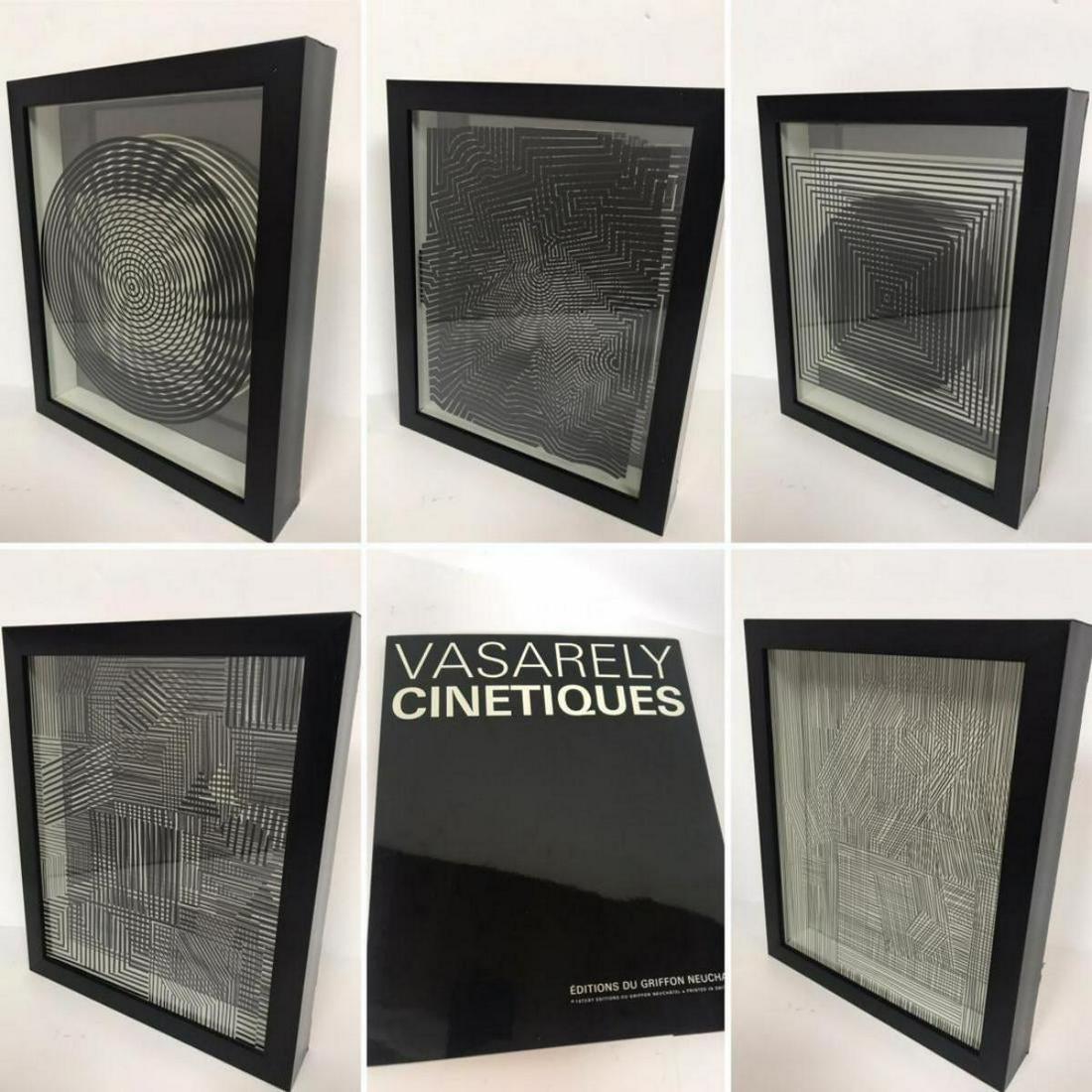 Victor Vasarely 3D Wall Sculpture/object - Set of 5: Victor Vasarely 3D Wall Sculpture/object - Set of 5. Measures 11x13x2 inches Each. 2 layers- Top layer printed on clear Lucite , bottom print on paper. From the portfolio Vasarely Cinetiques. Publishe