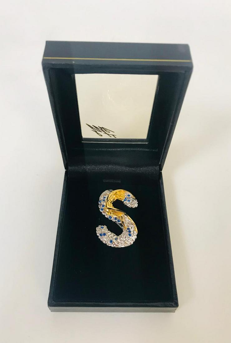 ERTE Jewelry: THIS IS YOUR GOLDEN OPPORTUNITY TO OWN A GENUINE ERTE ART DECO CREATION! From an original design by the "Father of Art Deco," Erte's famous "Alphabet" series' first incarnation was a suite of serigrap