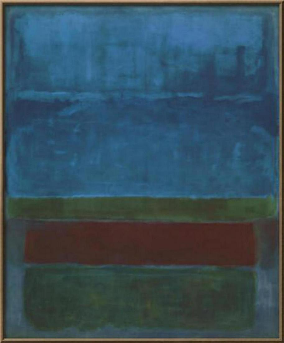 Mark Rothko "Untitled (Blue, Green, and Brown )" Custom: Artist: Mark Rothko. Medium: Offset Lithograph. Title: Untitled (Blue, Green, and Brown ). Frame Size: 33x27". Custom Framed.