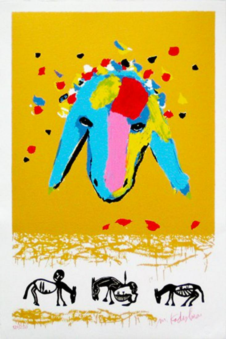 Menashe Kadishman Original Serigraph: Artist: Menashe Kadishman. Medium: Original Oil on Canvas. Size: 40x60cm.