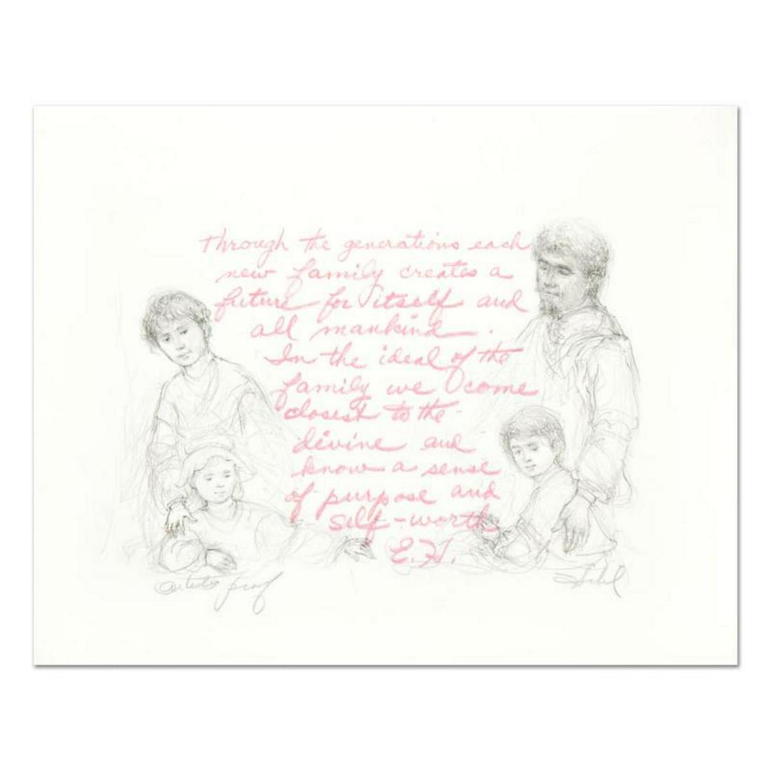 Edna Hibel (1917-2014), "Through the Generations": "Through the Generations" is a limited edition lithograph on paper by Edna Hibel (1917-2014), Numbered and Hand Signed by the artist. Includes Certificate of Authenticity. Measures approx. 16" x 12.5"