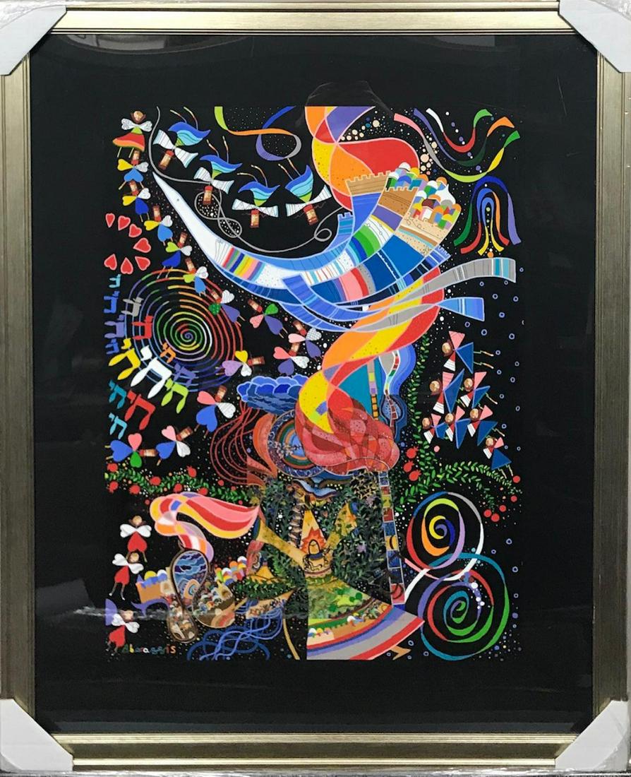 RAPHAEL ABECASSIS "BURNING BUSH" ORIGINAL PAINTING ON: ARTIST: RAPHAEL ABECASSIS. TITLE: BURNING BUSH. MEDIUM: ORIGINAL PAINTING ON BOARD. SIZE: 39" X 28" INCHES (FRAMED). SIGNED: HAND SIGNED. CERTIFICATE OF AUTHENTICITY INCLUDED. CUSTOM FRAMED!!