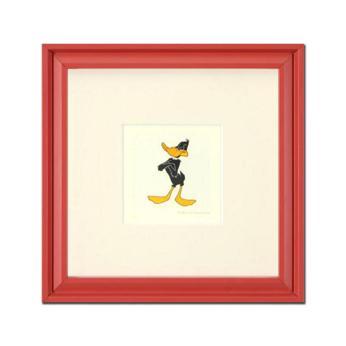 "Daffy Duck (Arms Crossed)" Framed Limited Edition: "Daffy Duck (Arms Crossed)" is a limited edition etching on paper with hand-tinted coloring from Warner Bros, numbered and dated 1999. This piece comes framed. Measures approx. 9" x 9" (with frame), 2
