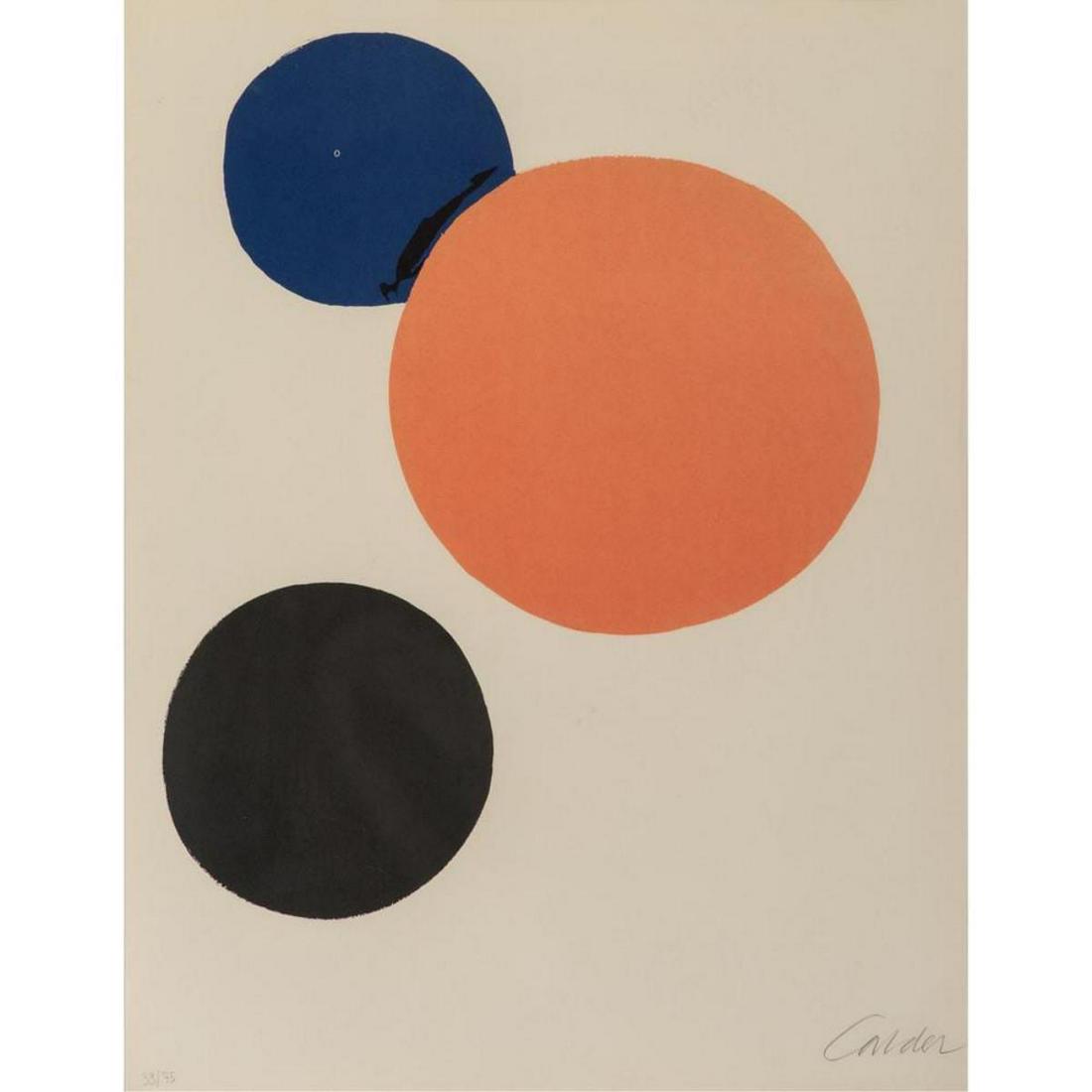 Alexander Calder Hand Signed and Numbered lithograph: Artist: Alexander Calder. Dimensions: 32.5 x 26. Medium: Original color lithograph on Arches. Signature: Hand signed by the Artist and numbered. Year: 1973. Edition: From the rare limited edition of 7