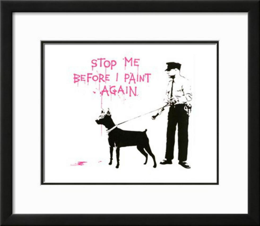 Banksy "Stop me before I paint again" Custom Framed (1 of 1)