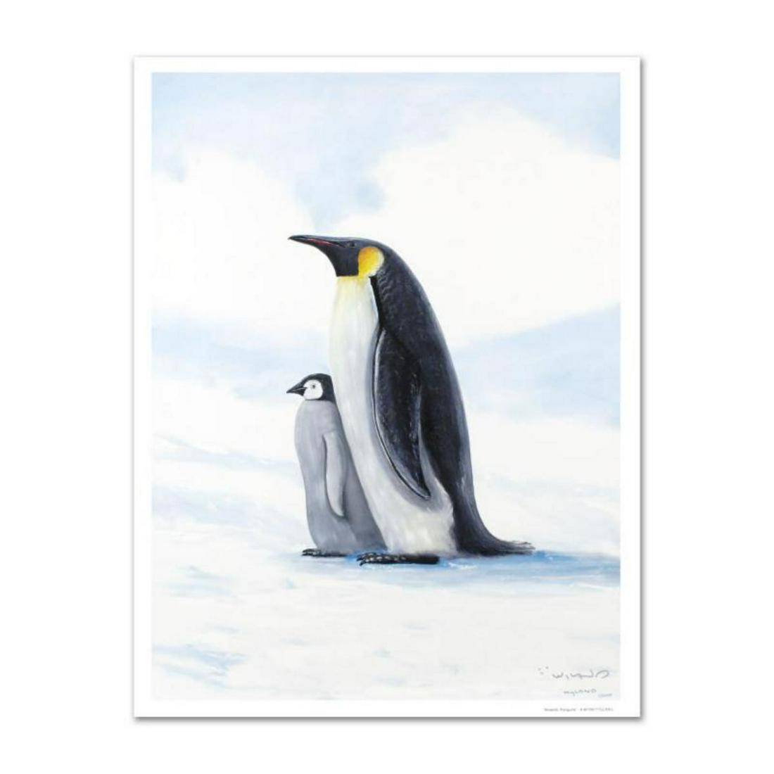 "Antarctic Penguins" Limited Edition Giclee on Canvas: Wyland's boundless love of nature is clearly conveyed in each of his works with exacting detail. "Antarctic Penguins" is a limited edition giclee on canvas, numbered and hand signed by Wyland! Include