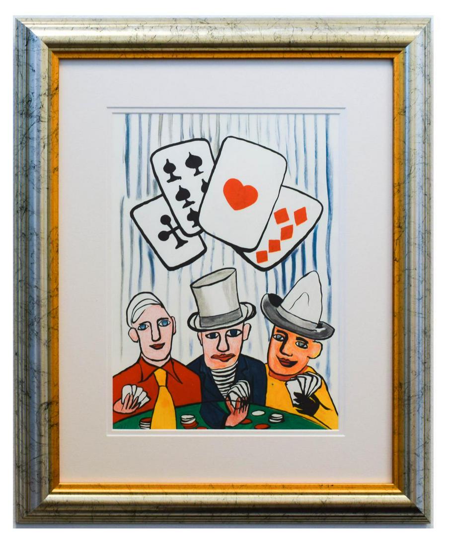 Alexander Calder- Lithograph "DLM212 - Joueurs de: Artist: Alexander Calder. Medium: Lithograph. Title: DLM212 - Joueurs de cartes I. Size (Unframed): 15" x 11". Certificate of Authenticity: Is included. Additional: Year : 1975 , Printed by Arte. Refe