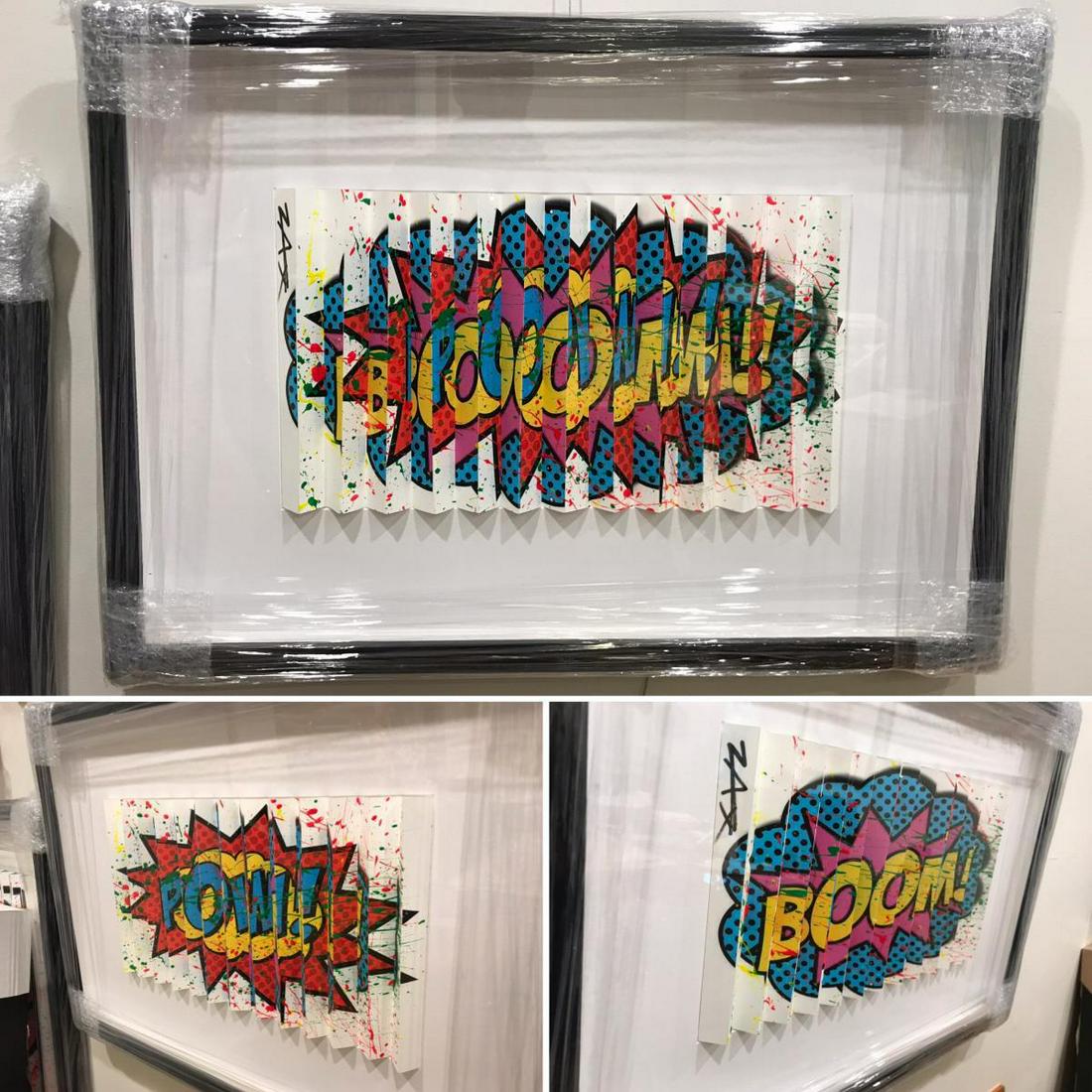 E.M. Zax Original Mixed Media Custom Framed Hommage to: Artist: E.M. Zax. Medium: Original Mixed Media on Polymorph. Custom Framed. Title: Hommage to Roy Lichtenstein. Size: 22x30" Framed.