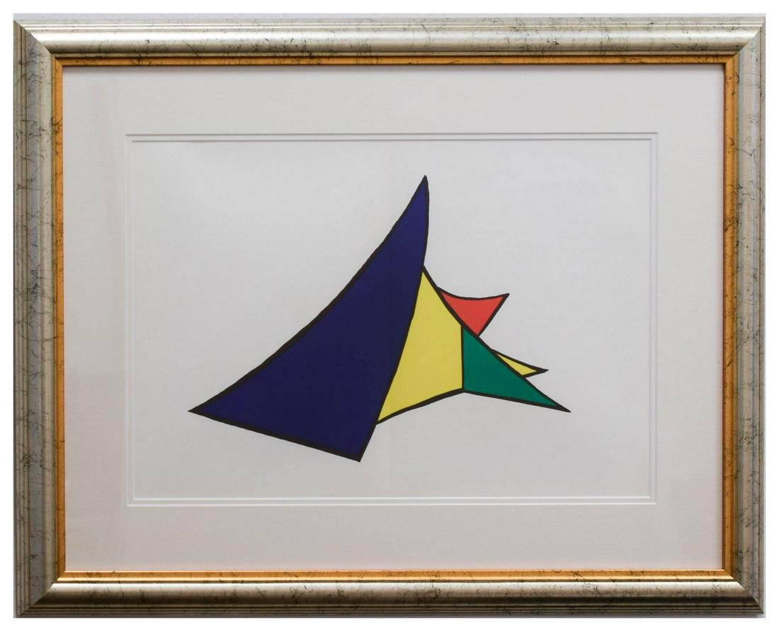 Alexander Calder- Lithograph "DLM141 - Chasse neige": Artist: Alexander Calder. Medium: Lithograph. Title: DLM141 - Chasse neige. Size (Unframed): 15" x 22". Size (Framed): 24.5" x 31". Certificate of Authenticity: Is included. Additional: Year : 1963. R