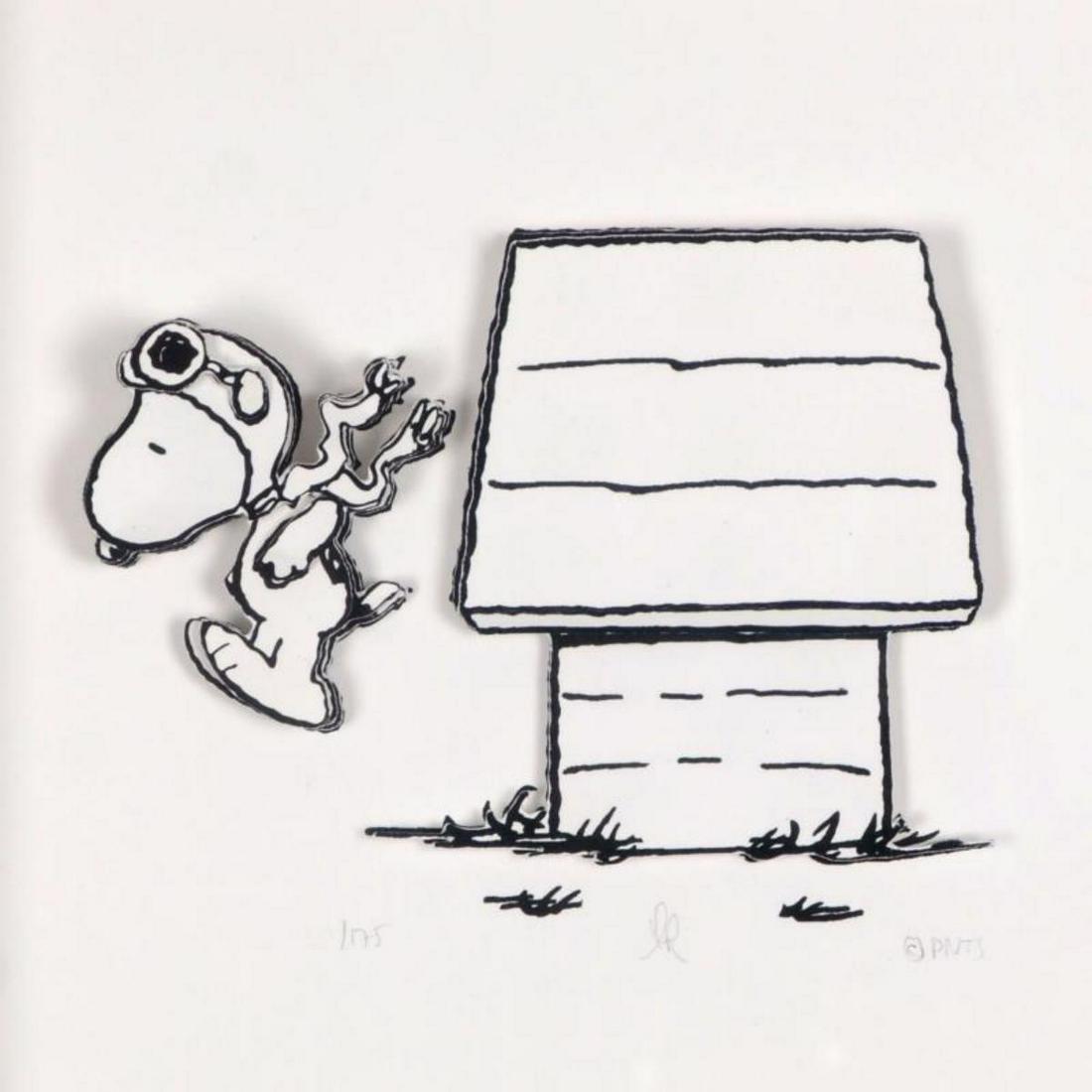 Peanuts, "Jump Right In" Hand Numbered Limited Edition: Created from the original artwork archived at the studio, "Jump Right In" portrays the simple yet emotive art of Charles. M. Schulz, creator of PEANUTS. This 3D decoupage print on paper is hand number
