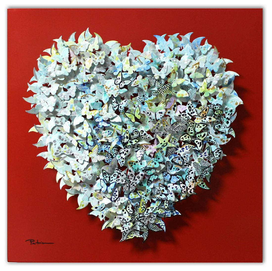Patricia Govezensky- Original 3D Metal Art on Wood: Artist: Patricia Govezensky. Medium: Original 3D Metal Art on Wood. Title: Heart. Size (Unframed): 20" x 20". Certificate of Authenticity: From the publisher. Reference# 12421.