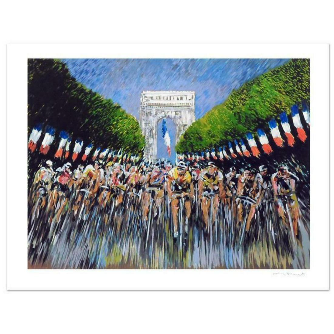 Guy Buffet, "The Finish Line" Limited Edition Serigraph;: "The Finish Line" is a limited edition serigraph on paper by Guy Buffet. It is numbered, hand-signed by the artist, and comes with a Certificate of Authenticity. Measures approx. 40" x 30" (image). Re