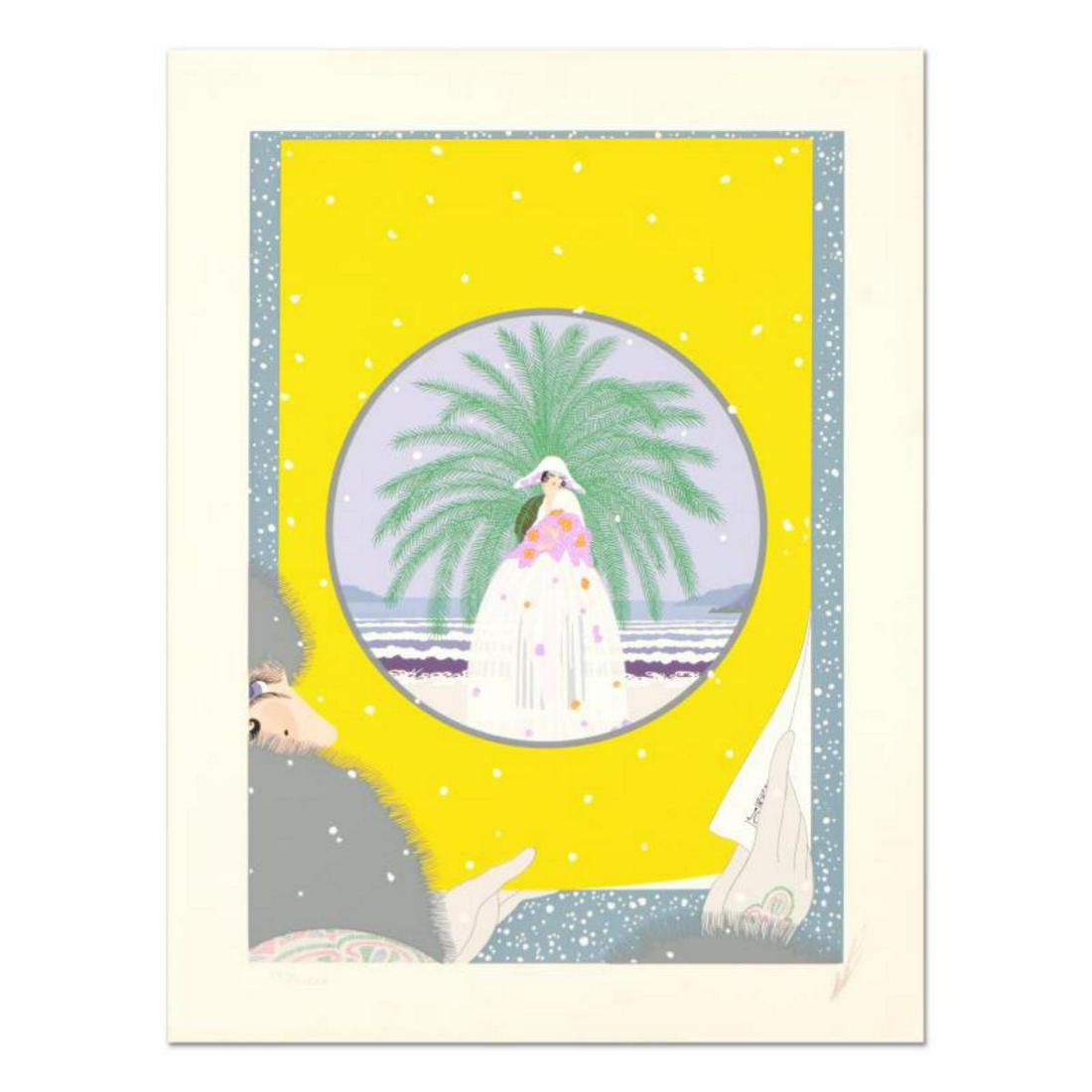Erte (1892-1990), "Riviera" Limited Edition Serigraph,: "Riviera" is a limited edition serigraph on paper by Erte (1892-1990), numbered and hand signed by the artist. Includes Certificate of Authenticity. Measures approx. 18.5" x 24.5" (border), 14.5" x 21