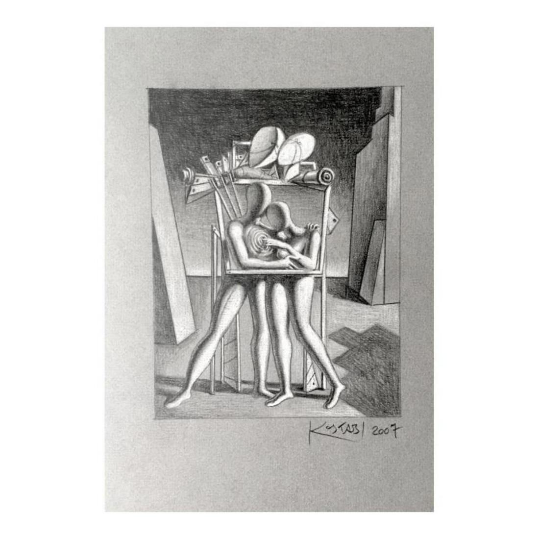 Mark Kostabi "The Architect'S Legacy" Hand Signed: "The Architect'S Legacy" is an original artwork, pencil on paper, by Mark Kostabi. The piece is hand signed and comes with a certificate of authenticity. Measures approximately 13" x 10". Reference #: