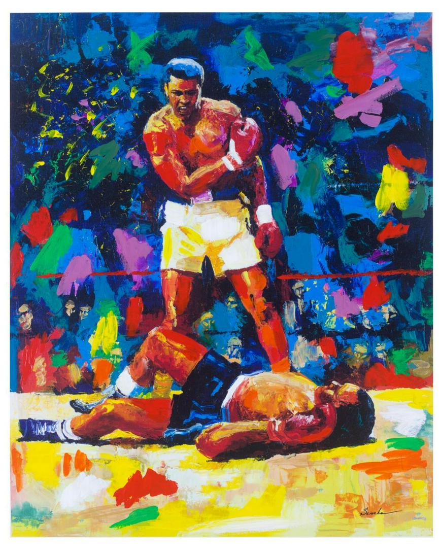 Igor Semeko- Mixed Media "Ali Over Liston": Artist: Igor Semeko. Medium: Mixed Media. Title: Ali Over Liston. Size (Unframed): 30" x 24". Certificate of Authenticity: From the publisher.