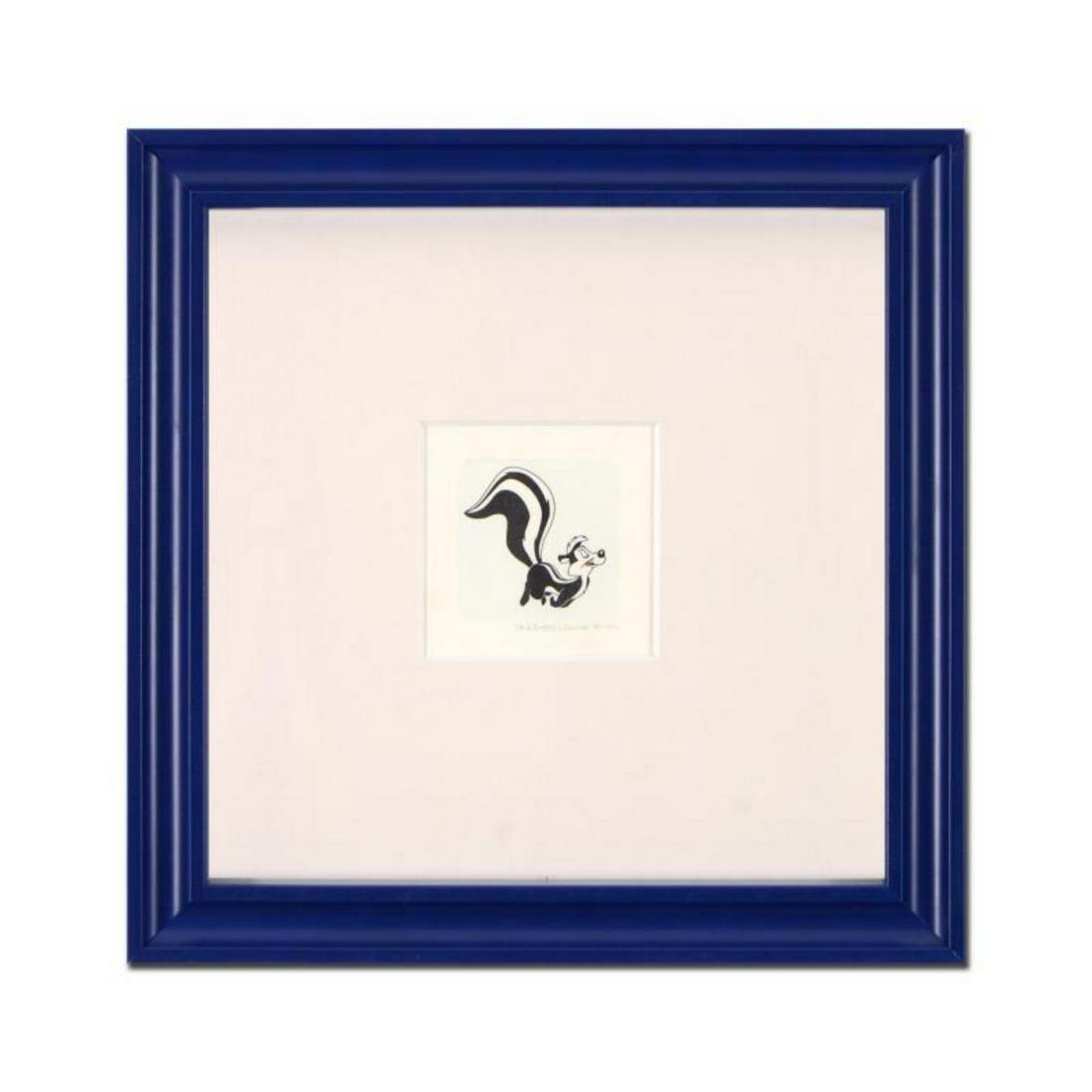 "Pepe Le Pew" Framed Limited Edition Etching with: "Pepe Le Pew" is a limited edition etching on paper with hand-tinted coloring from Warner Bros, numbered and dated 1999. This piece comes framed. Measures approx. 9" x 9" (with frame), 2" x 2.5" (imag