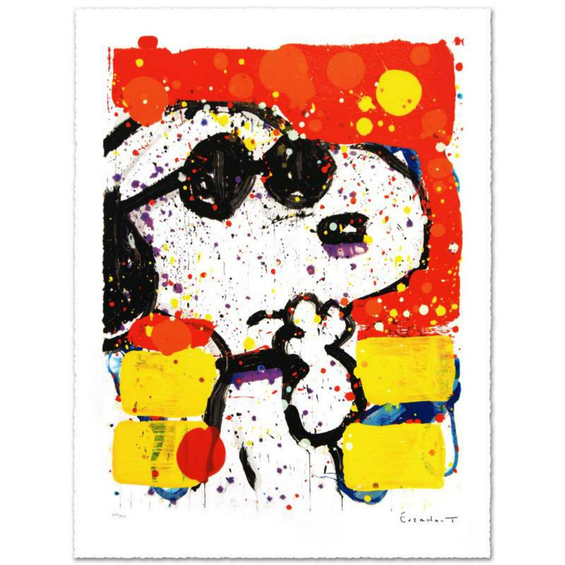 "Cool & Intelligent" Limited Edition Hand Pulled: "Cool & Intelligent" is a limited edition hand pulled original lithograph on museum quality deckle-edge paper, numbered and hand signed by Tom Everhart. This is one of the final Everhart editions to b