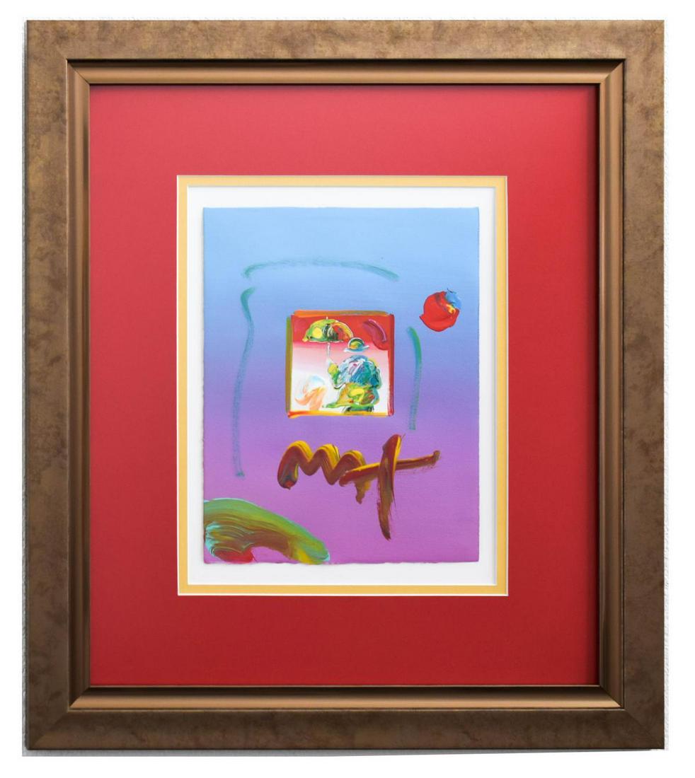 Peter Max- Original Mixed Media "Umbrella Man 2005 Ver.: Artist: Peter Max. Medium: Original Mixed Media. Title: Umbrella Man 2005 Ver. I #297. Size (Unframed): 11" x 8.5". Size (Framed): 22" x 19.5". Certificate of Authenticity: From Peter Max Studio. Addi