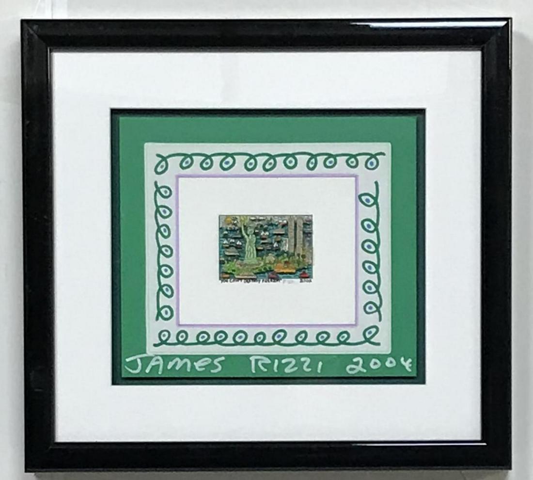 James Rizzi "You Can: Artist: James Rizzi. Title: "You Can't Destroy Freedom". Medium: 3D Lithograph Decoupage construction. Original acrylic painting around the border of the image. Hand-signed in pencil below 3D center a