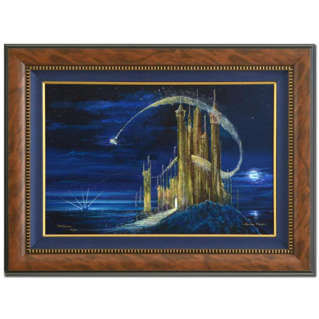 Peter (1913-2007) and Harrison Ellenshaw, "Gold Castle": "Gold Castle" is a framed limited edition giclee on canvas, numbered 195 out of 195 and estate signed by Peter (1913-2007) and hand signed by Harrison Ellenshaw. This piece is licensed by Disney Fine
