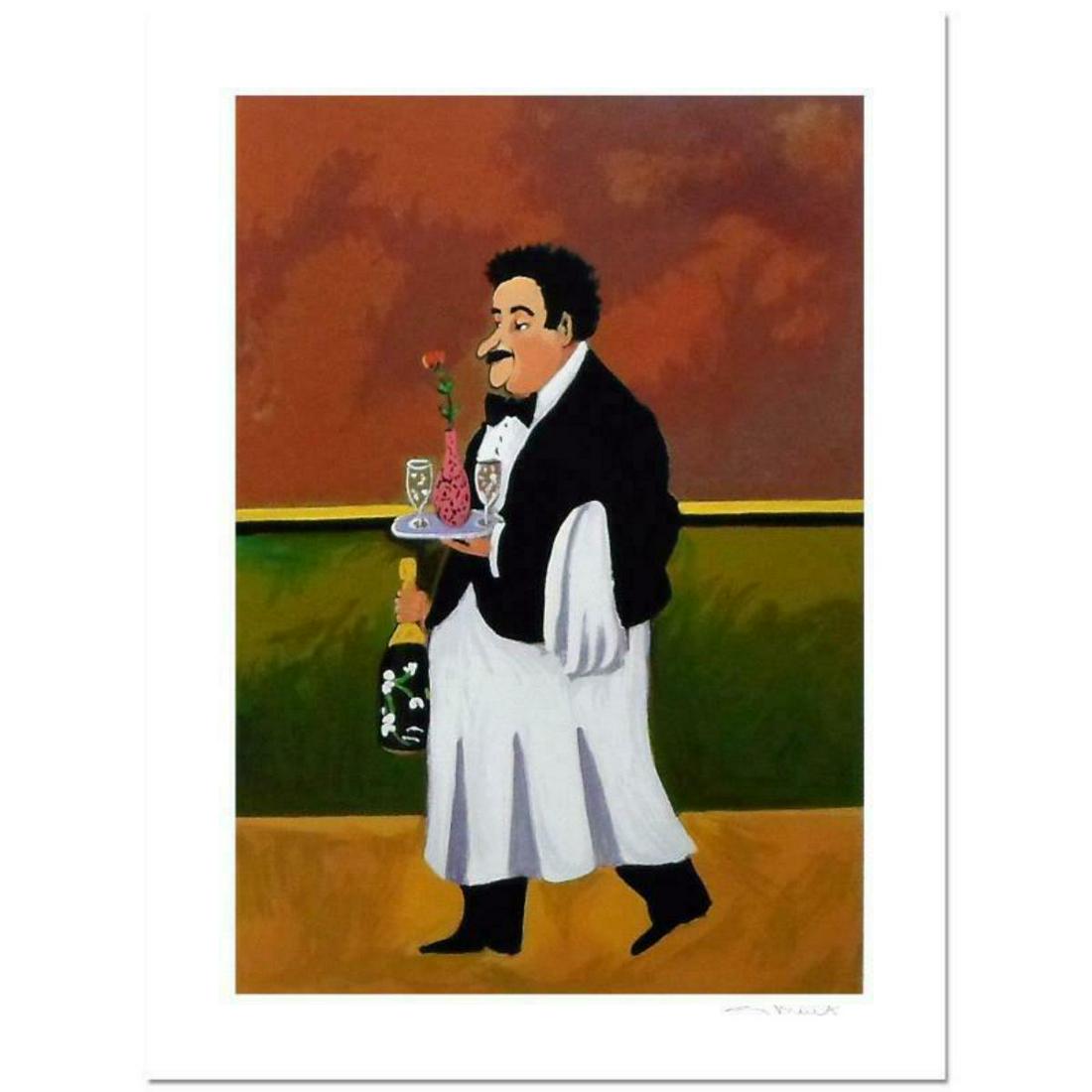 Guy Buffet, "Monsieur Pierre" Limited Edition Serigraph;: "Monsieur Pierre" is a limited edition serigraph on paper by Guy Buffet. It is numbered, hand-signed by the artist, and comes with a Certificate of Authenticity. Measures approx. 13.5" x 19.5" (image)