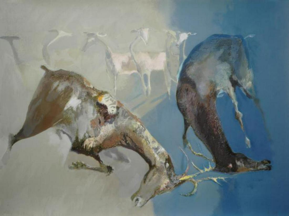 Edwin Salomon- Original Serigraph "Survival": Artist: Edwin Salomon. Medium: Original Serigraph. Title: Survival. Size (Unframed): 27.5" x 36.5". Certificate of Authenticity: From the publisher.