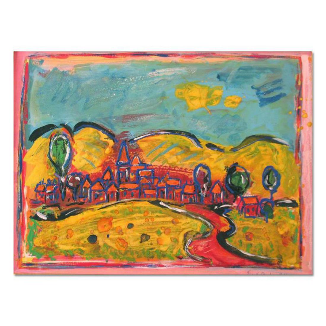 Wayne Ensrud "View of Vosne-Romanee, Burgundy" Mixed: "View of Vosne-Romanee, Burgundy" is an original Mixed Media on Board by Wayne Ensrud. The piece is hand signed by the artist and comes with a Certificate of Authenticity. Measures approximately 20" x