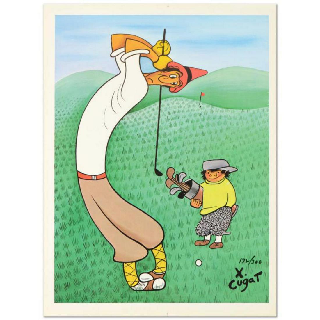 Xavier Cugat (1900-1990), "Skinny Golfer" Limited: "Skinny Golfer" is a limited edition lithograph on paper by Xavier Cugat (1900-1990), numbered and bearing the plate signature of the artist. Includes Letter of Authenticity. Measures approx. 22" x 28