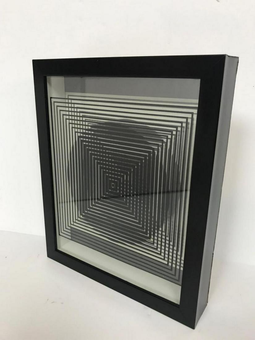 Victor Vasarely 3D Wall Sculpture/object: Victor Vasarely 3D Wall Sculpture/object . Measures 11x13x2 inches. 2 layers- Top layer printed on clear Lucite , bottom print on paper. From the portfolio Vasarely Cinetiques. Published by Edition Du