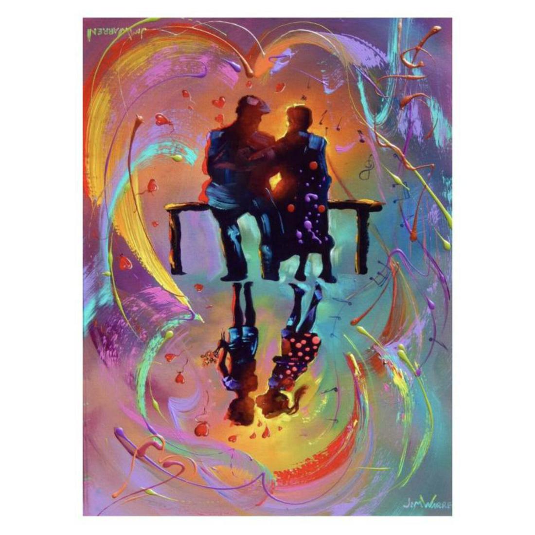 Jim Warren, "The First Kiss" Hand Signed, Artist: "The First Kiss" is an AP numbered, artist embellished limited edition giclee on canvas by Jim Warren. This piece is double hand signed by the artist so that it can be displayed with either side up an