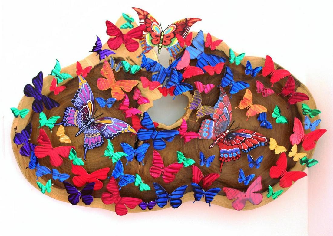 Patricia Govezensky- Original 3D Metal Art on Wood: Artist: Patricia Govezensky. Medium: Original 3D Metal Art on Wood. Title: Circle of Life. Size (Unframed): 16" x 24". Certificate of Authenticity: From the publisher. Reference# 10285.
