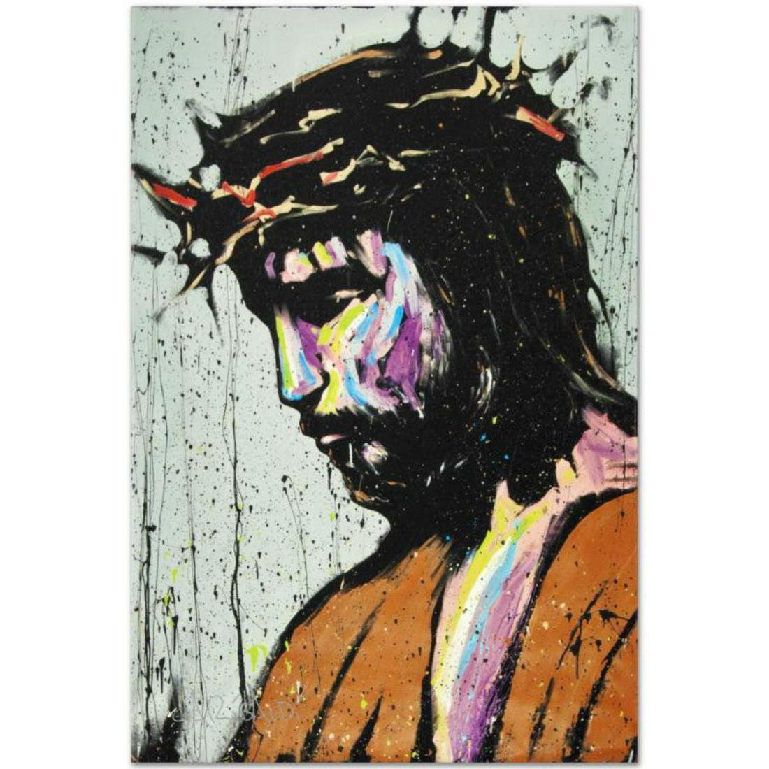 "Jesus" Limited Edition Giclee on Canvas (30" x 40") by: Combining his passions for music and art, David Garibaldi creates stunning visual poetry. "Jesus" is a limited edition giclee on stretched canvas, numbered and bearing the artist's authorized signatur