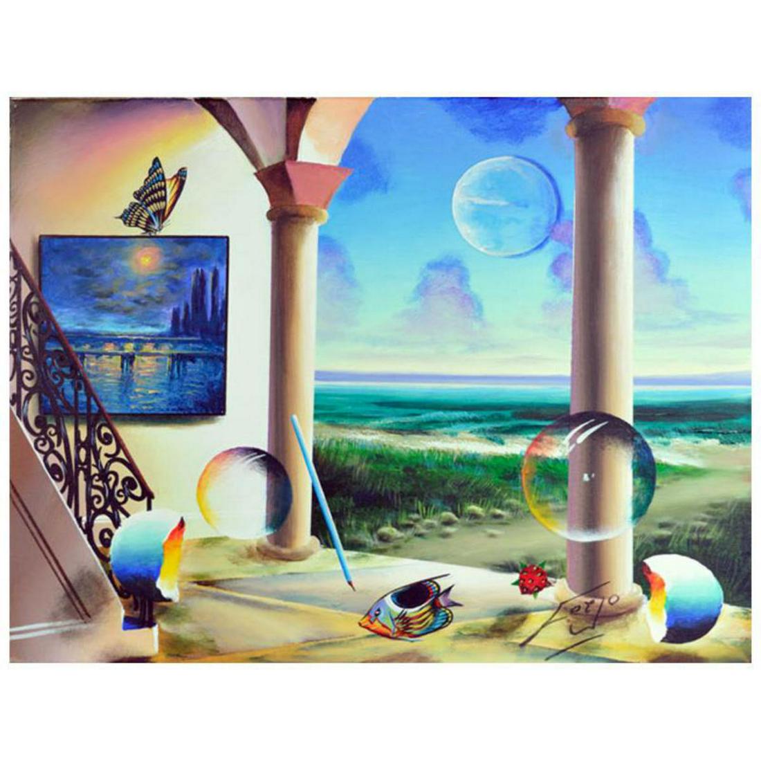 Ferjo, "A Walk in the Sand" Original Painting on: "A Walk in the Sand" is an original painting, oil on stretched canvas, by Ferjo. Hand signed by the artist, this piece comes with a letter of authenticity. Measures approx. 16" x 20" (image). Referenc