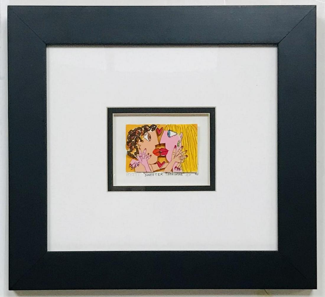 James Rizzi "Sweeter than Wine" 3D Lithograph Decoupage: Artist: James Rizzi. Title: "Sweeter than Wine". Medium: 3D Lithograph Decoupage construction. Hand Signed and numbered. Framed size: 12x13".