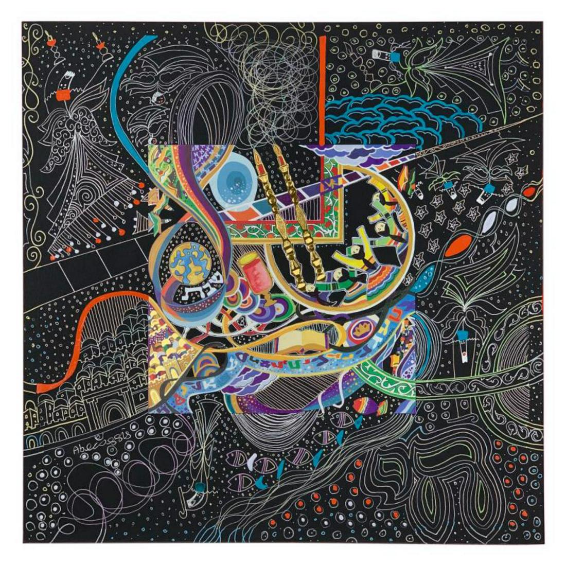 Raphael Abecassis Mixed Media Original; Hand Signed and: This is a one-of-a-kind mixed media original painting on board by Raphael Abecassis. It is hand signed and comes with a certificate of authenticity. Measures approximately 15.5" x 15.5". Reference #: 