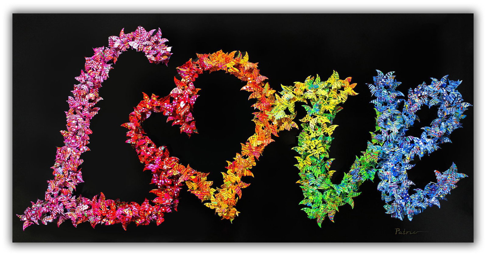 Patricia Govezensky- Original 3D Metal Art on Wood: Artist: Patricia Govezensky. Medium: Original 3D Metal Art on Wood. Title: Love. Size (Unframed): 24" x 47". Certificate of Authenticity: From the publisher. Reference# 12785.