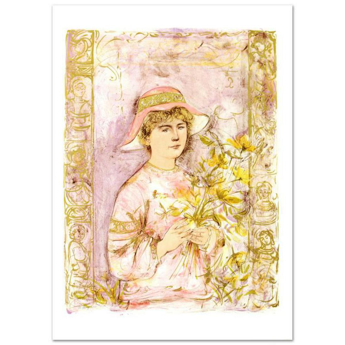 "Flora" Limited Edition Lithograph by Edna Hibel: "Flora" is a limited edition lithograph on paper, numbered and hand signed by Edna Hibel (1917-2014). Includes Certificate of Authenticity! Measures approx. 25" x 35.5" (with border), 22" x 30" (image