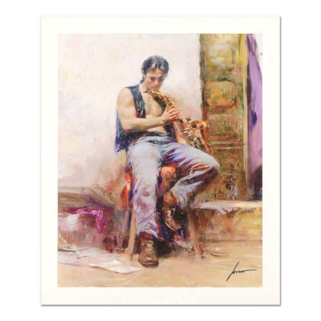 Pino (1939-2010) "Music Lover" Limited Edition Giclee.: "Music Lover" is a limited edition giclee on paper by Pino (1939-2010). The piece comes numbered and is hand signed by the artist. Includes Certificate of Authenticity. Measures approxiamtely 20 x 16"