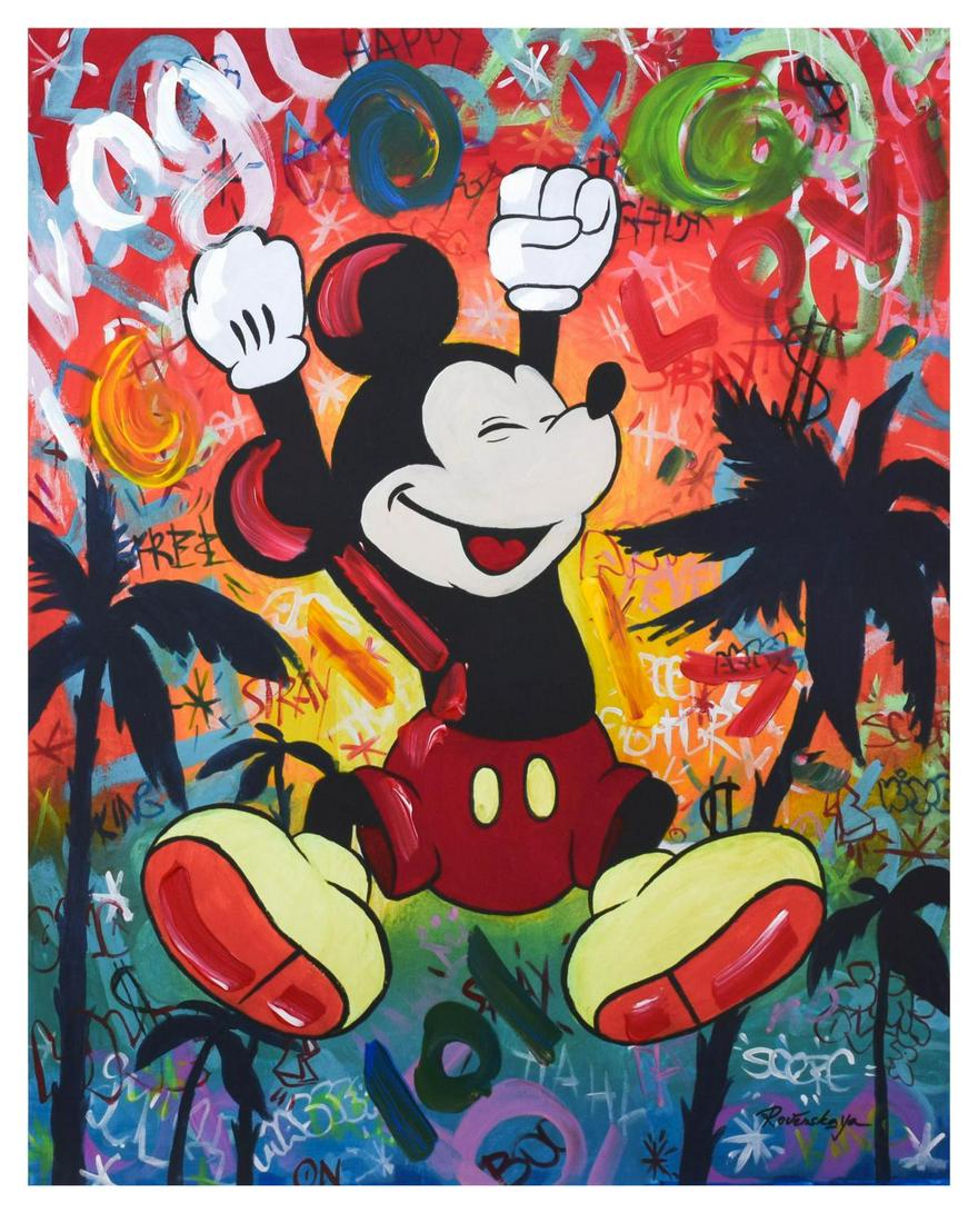 Nastya Rovenskaya- Mixed Media "In The Jungle": Artist: Nastya Rovenskaya. Medium: Mixed Media. Title: In The Jungle. Size (Unframed): 30" x 24". Certificate of Authenticity: From the publisher. Additional: Original one of a kind. Unframed. Referen