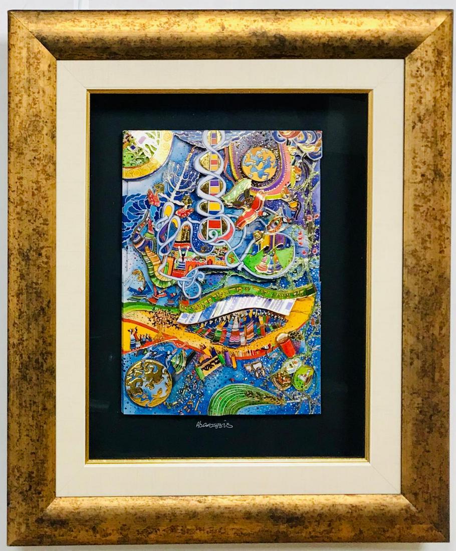 Raphael Abecassis "Wedding Wishes" 3-D Decoupage hand: Artist: Raphael Abecassis. Title: "Wedding Wishes". Medium: 3-D Decoupage hand made. Hand signed. Framed 20x24 inches.