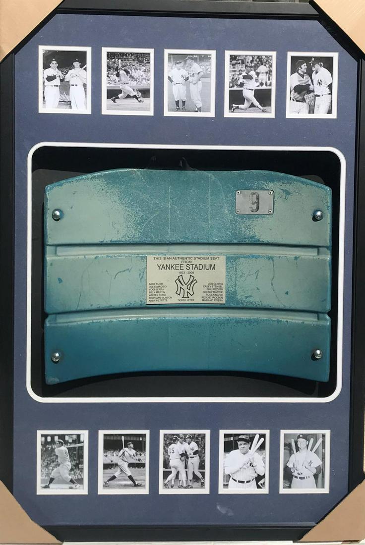 Original Custom Framed New York Yankees Stadium Seat: Original New York Yankees stadium seat back from the New York Yankees stadium. Custom framed in shadowbox 24 x 36â€œ.