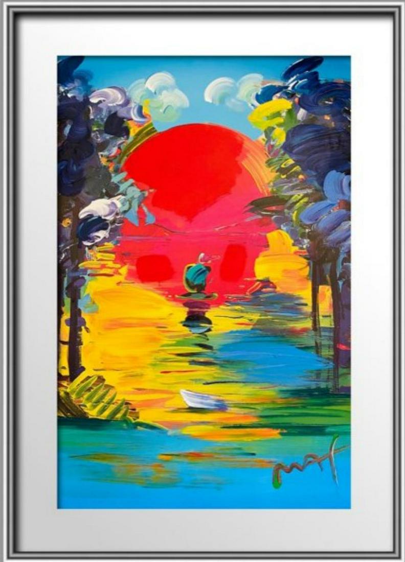 Peter Max Original Painting on Paper Custom Framed: Peter Max "Better World ". Medium: Acrylic Painting on paper. Hand singed in Acrylic Paint. Image Size: 24x36 inches. Framed: 34x44 inches.
