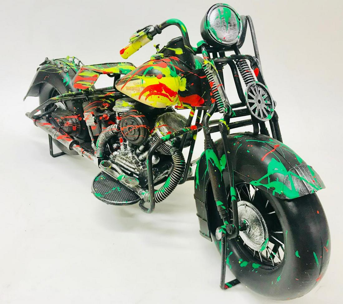 E.M. Zax "Harley Davidson - Classic" one-of-a-kind hand: Harley Davidson - Classic" is one-of-a-kind hand painted motorcycle sculpture by E.M. Zax, hand signed by the artist. The motorcycle is a model made from metal and plastic. Includes Letter of Authenti