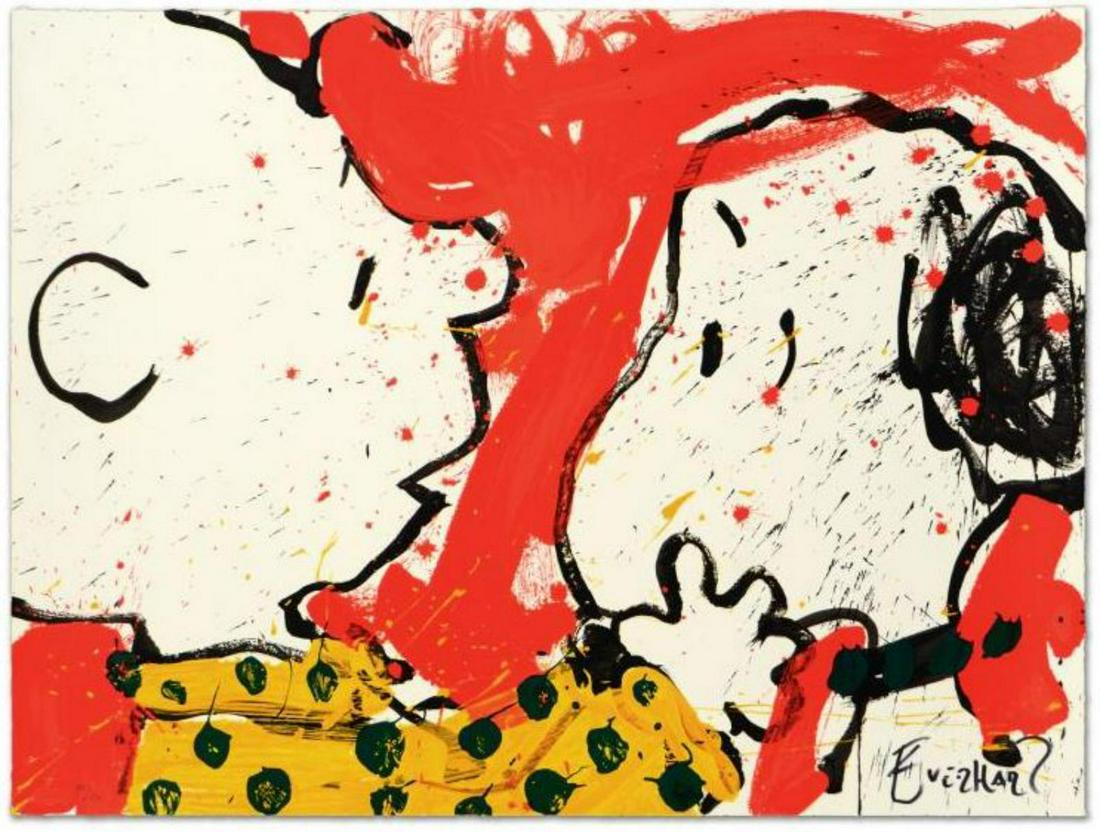 Tom Everhart- Hand Pulled Original Lithograph "Doggie: Artist: Tom Everhart. Medium: Hand Pulled Original Lithograph. Title: Doggie Dearest. Size (Unframed): 22.5" x 30". Certificate of Authenticity: From the publisher. Reference# 12641.