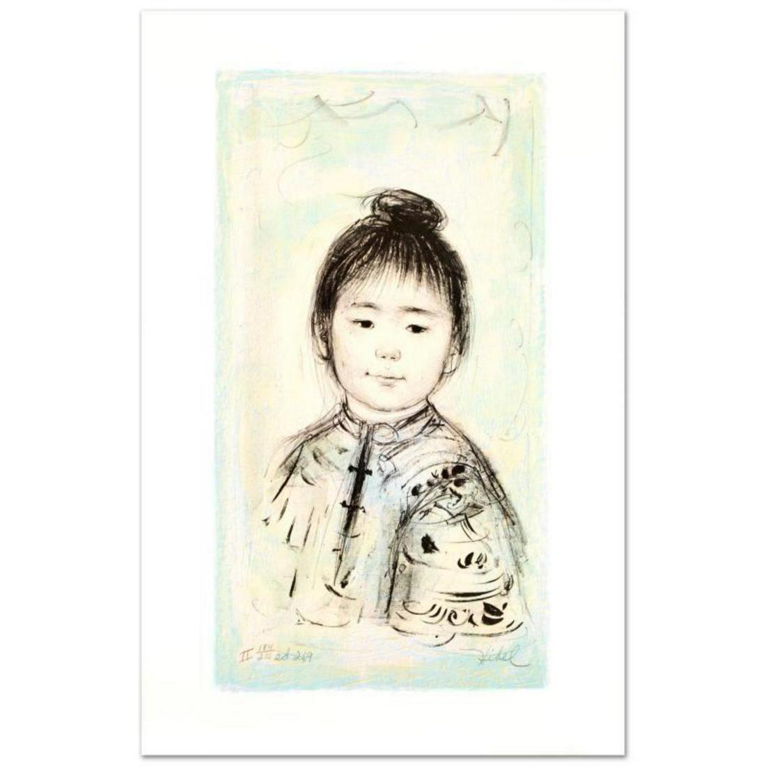 "Nina" Limited Edition Lithograph by Edna Hibel: "Nina" is a limited edition lithograph on paper, numbered and hand signed by Edna Hibel (1917-2014). Includes Certificate of Authenticity! Measures approx. 12.5" x 20" (with border), 9" x 16.5" (image