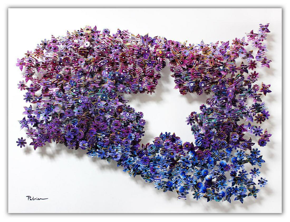 Patricia Govezensky- Original 3D Metal Art on Wood: Artist: Patricia Govezensky. Medium: Original 3D Metal Art on Wood. Title: Flag of Star. Size (Unframed): 24" x 31.5". Certificate of Authenticity: From the publisher. Reference# 12949.