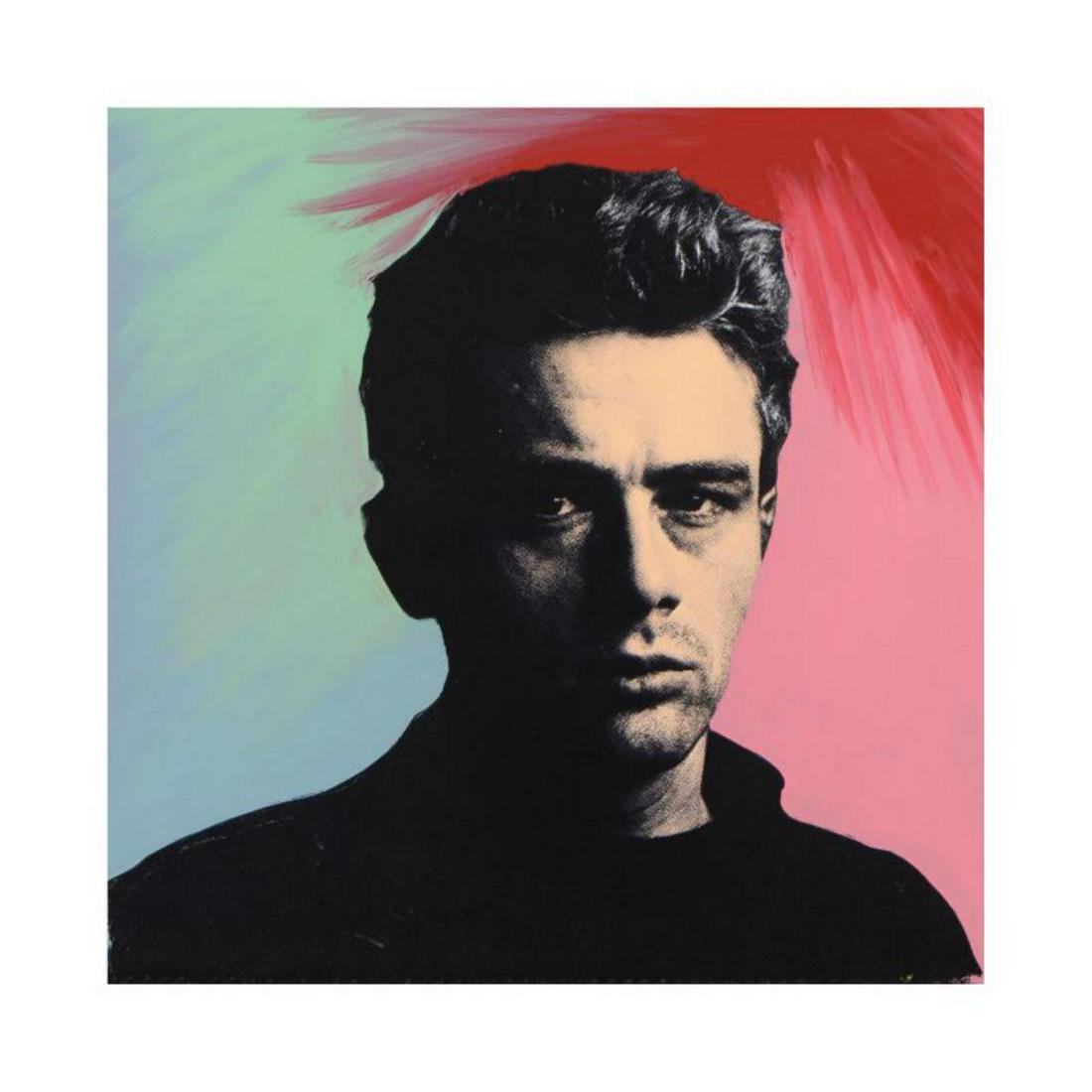 Steve Kaufman (1960-2010), "James Dean" Hand Painted: "James Dean" is a hand painted unique variation hand pulled silkscreen on canvas by Andy Warhol protege Steve Kaufman (1960-2010). This piece is numbered 7/50 and hand signed inverso. Includes letter