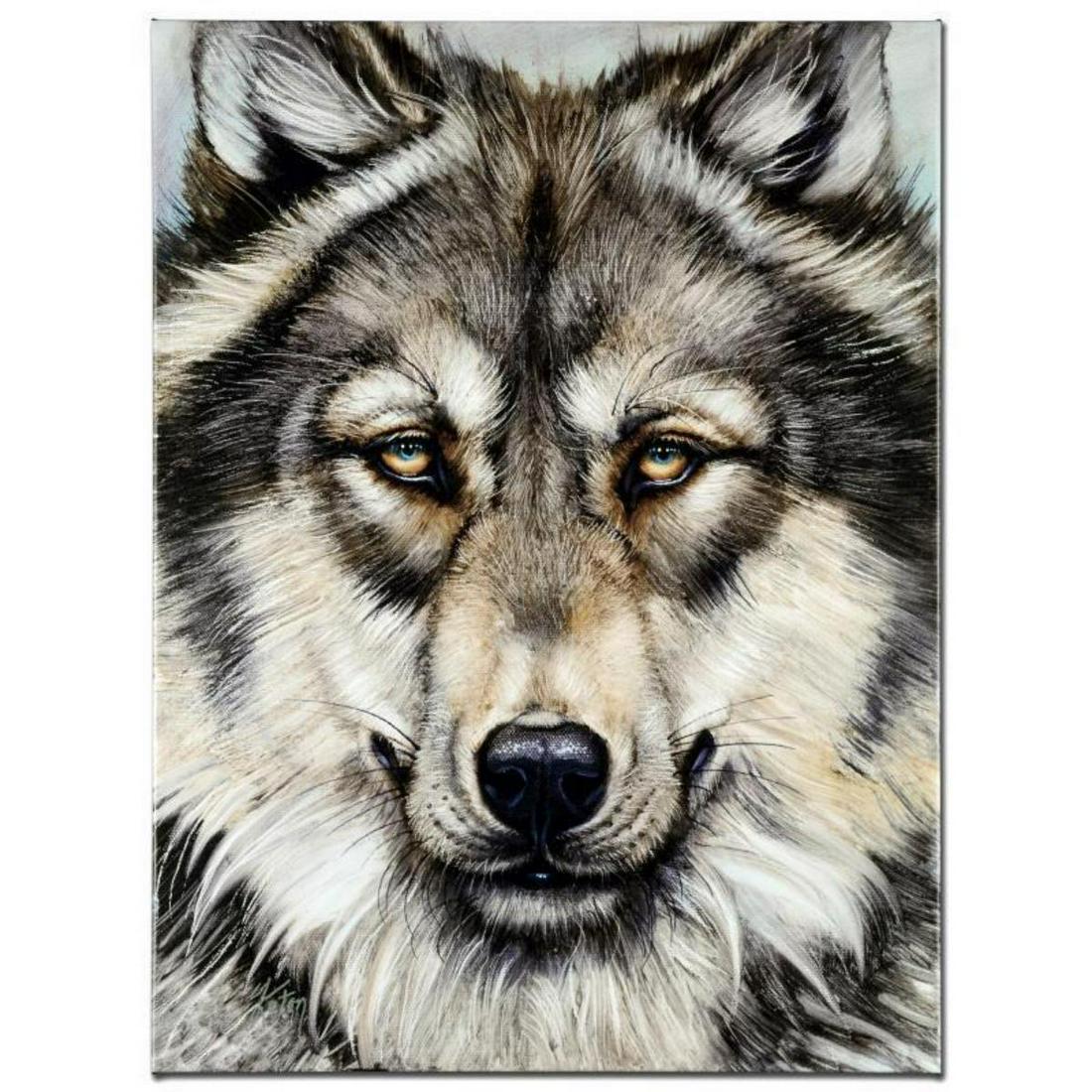 "Wonderful Wolf" Limited Edition Giclee on Canvas by: "Wonderful Wolf" is a limited edition giclee on canvas by Martin Katon, numbered and hand signed by the artist! This piece comes gallery wrapped. Includes Letter of Authenticity. Measures approx. 24" 