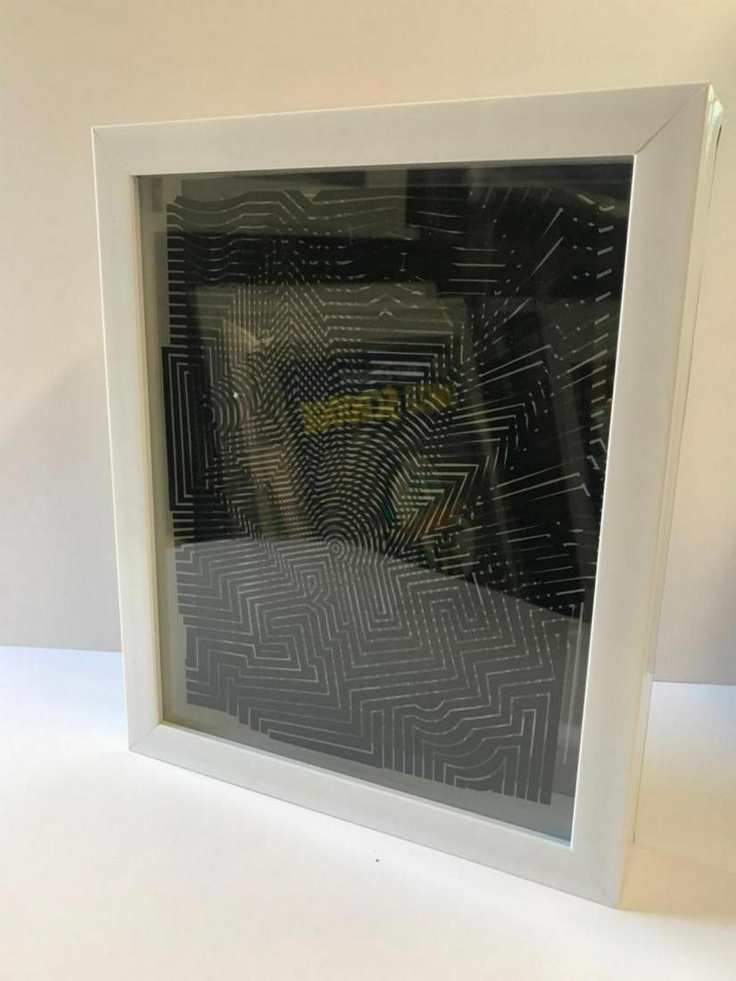 Victor Vasarely 3D Wall Sculpture/object: Victor Vasarely 3D Wall Sculpture/object. Measures 11x13x2 inches. 2 layers- Top layer printed on clear Lucite , bottom print on paper. From the portfolio Vasarely Cinetiques. Published by Edition Du 