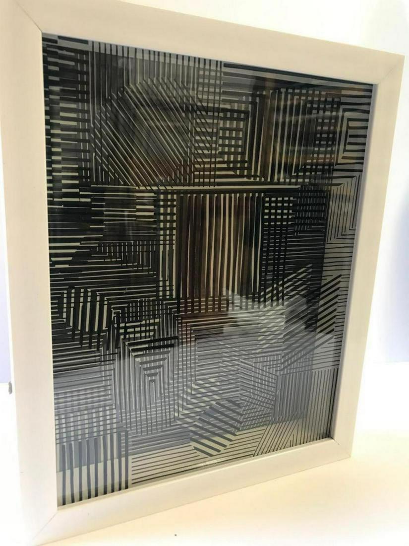 Victor Vasarely 3D Wall Sculpture/object: Victor Vasarely 3D Wall Sculpture/object. Measures 11x13x2 inches. 2 layers- Top layer printed on clear Lucite , bottom print on paper. From the portfolio Vasarely Cinetiques. Published by Edition Du 